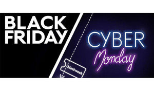 Na grafice widoczne napisy: Black Friday i Cyber Monday oraz Black week.